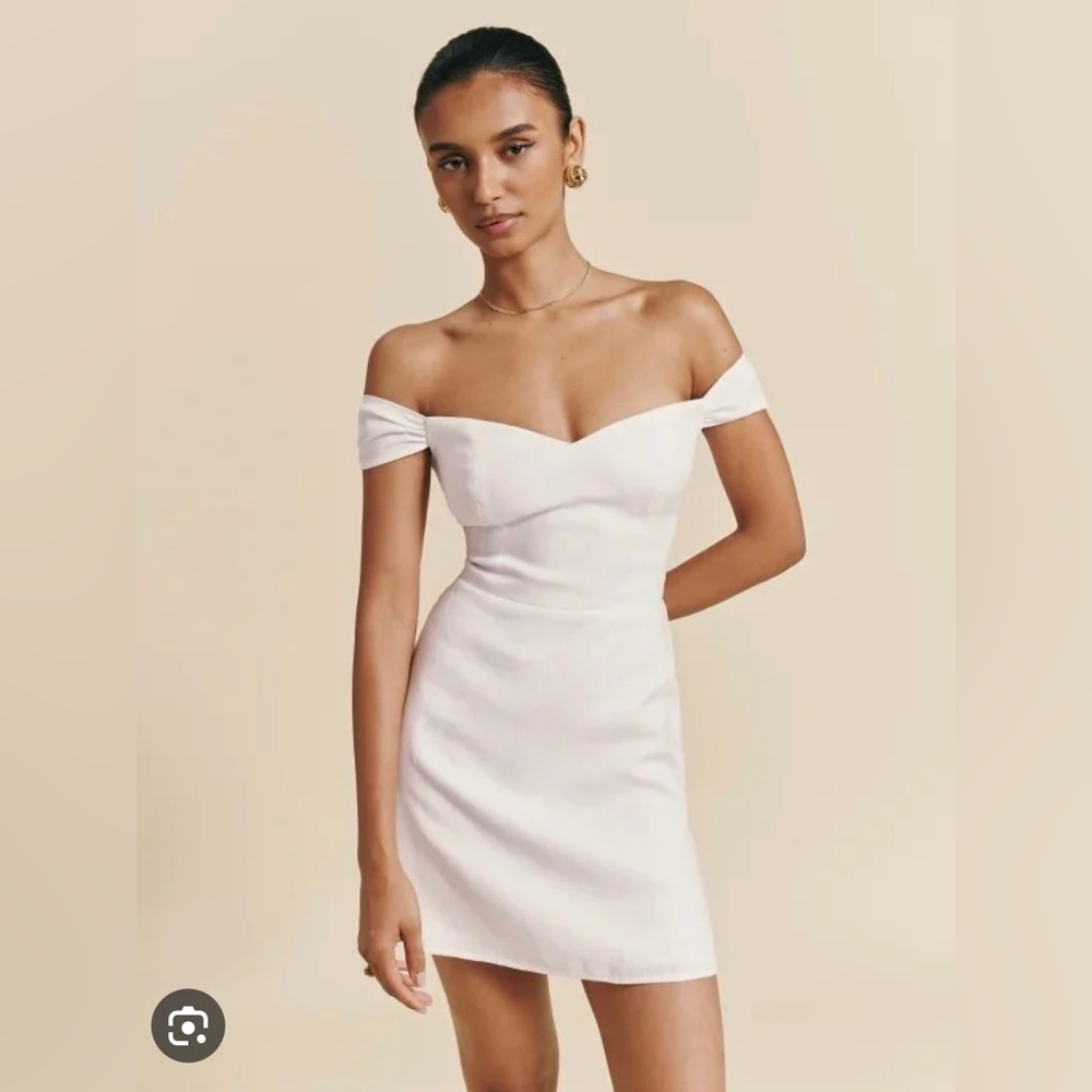 Reformation Gavina Linen Mini Dress in White - Size 4
